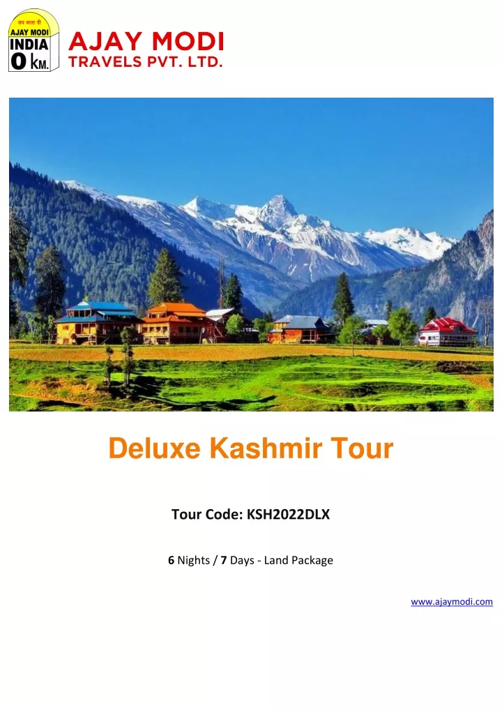 PPT Deluxe Kashmir Tour Packages Kashmir Tour with Ajay Modi
