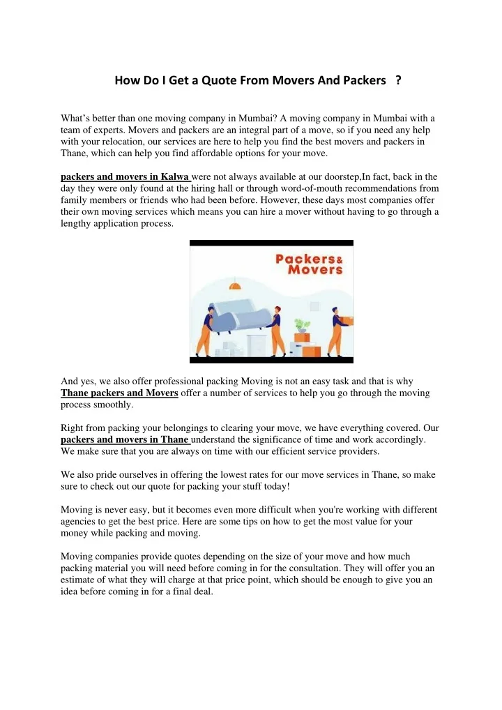 PPT How Do I Get a Quote From Movers And Packers ? PowerPoint