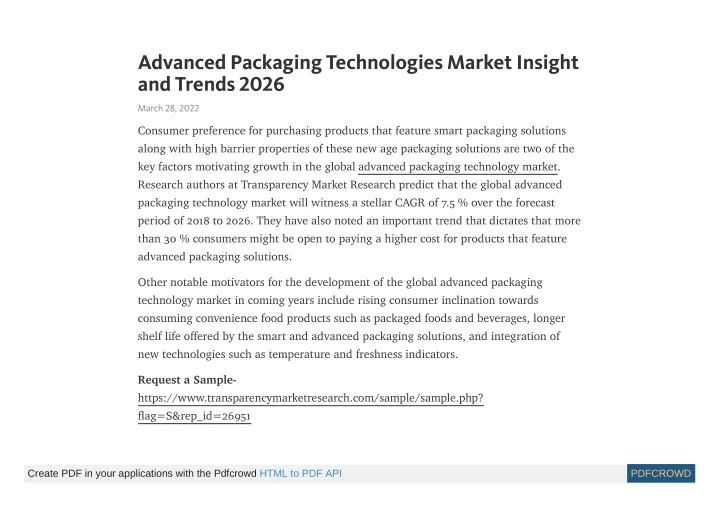 PPT - Advanced Packaging Technologies Market Insight and Trends 2026 ...