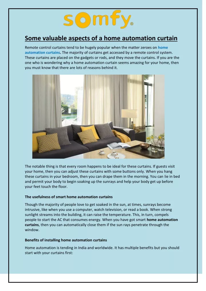 PPT Some valuable aspects of a home automation curtain PowerPoint