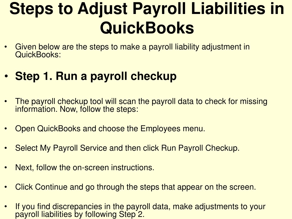 PPT Adjust payroll liabilities in QuickBooks PowerPoint Presentation