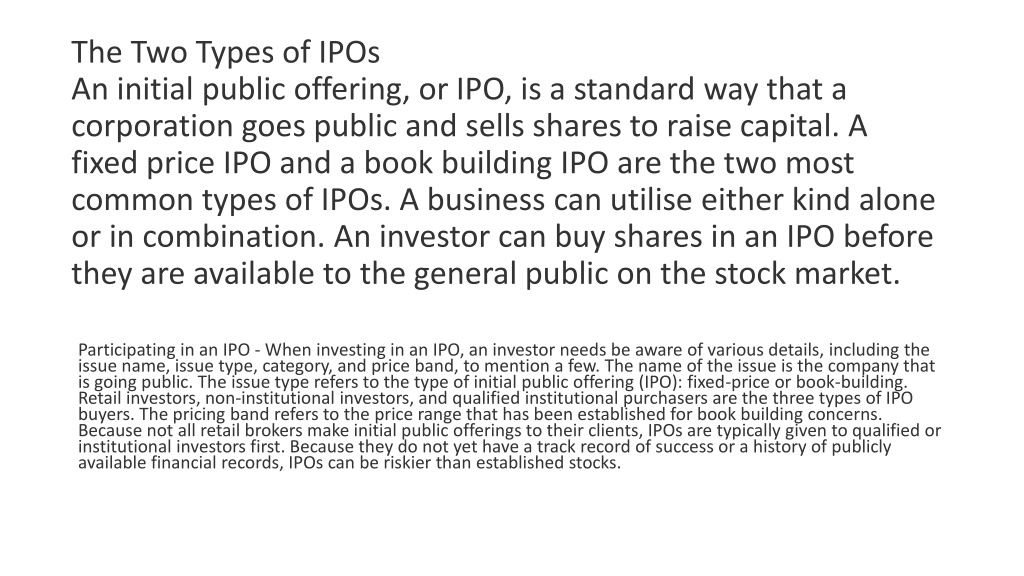 Ppt What Are The Types Of Ipo Powerpoint Presentation Free Download Id11240849 3544