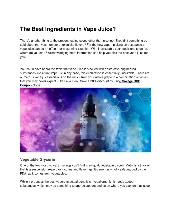 PPT The Best Ingredients in Vape Juice PowerPoint Presentation, free