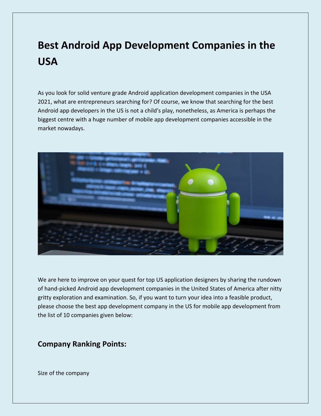 Ppt Best Android App Development Companies In The Usa Powerpoint Presentation Id11243411