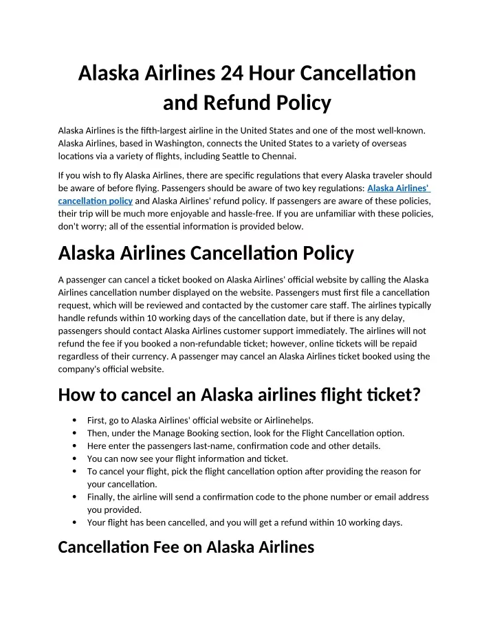 PPT - Alaska Airlines Last-Minute Refund Policy PowerPoint Presentation ...