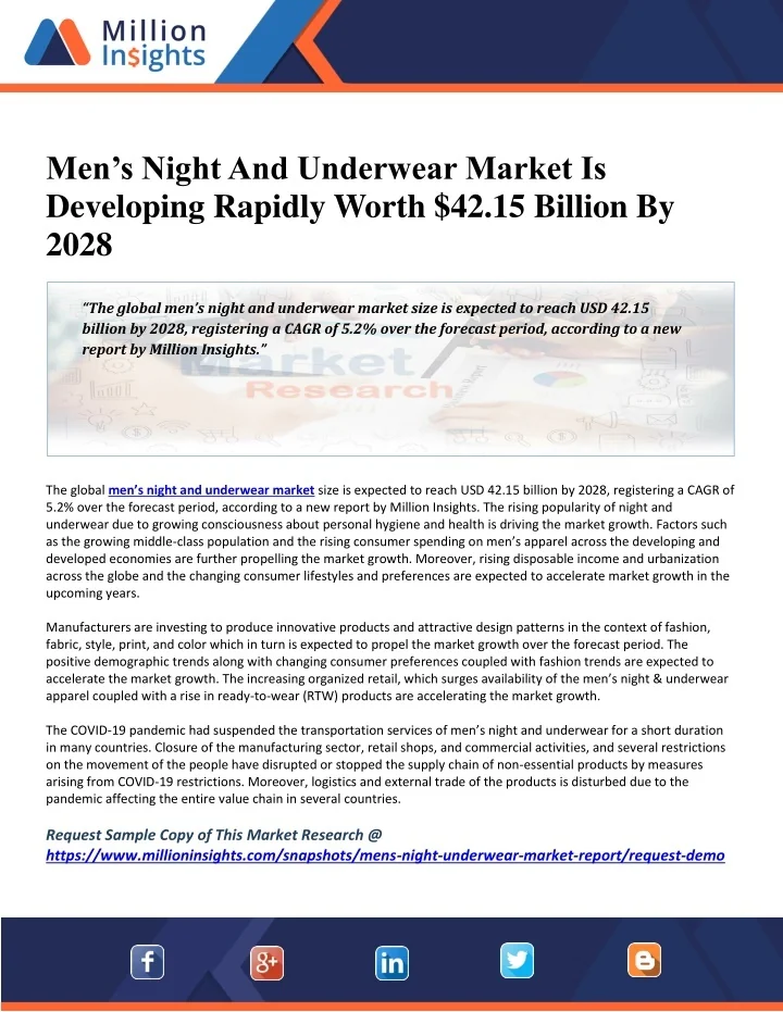 PPT Men’s Night And Underwear Market Is Developing Rapidly Worth 42.