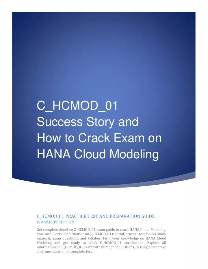 C_HCMOD_03 Certificate Exam