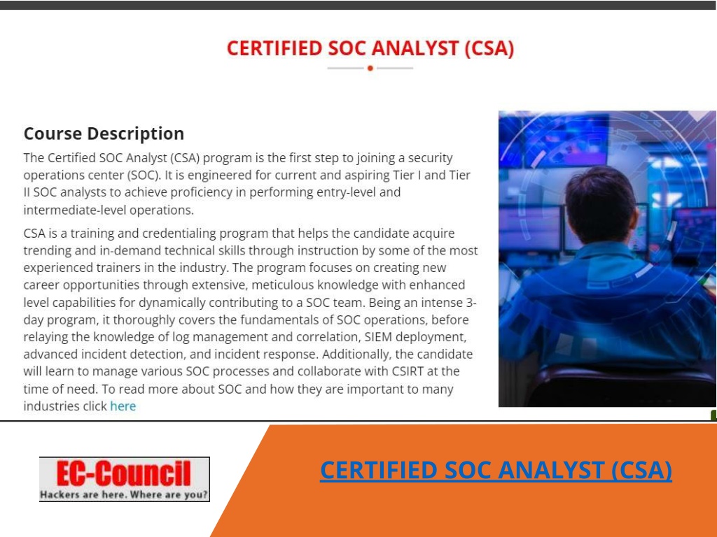 PPT - CERTIFIED SOC ANALYST (CSA) PowerPoint Presentation, free ...