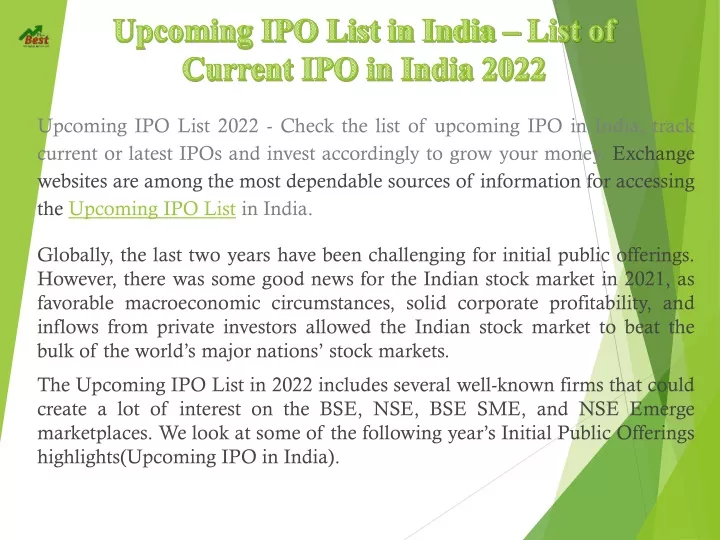 PPT IPO List in India List of Current IPO in India 2022