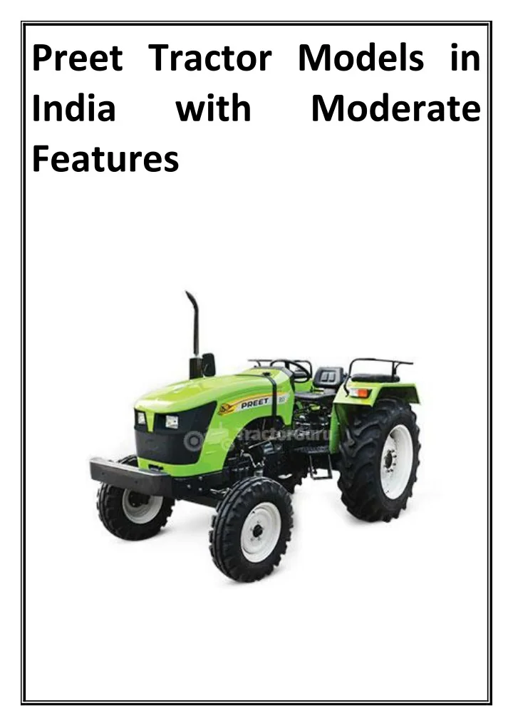 PPT Preet Tractor Models in India with Moderate Features PowerPoint