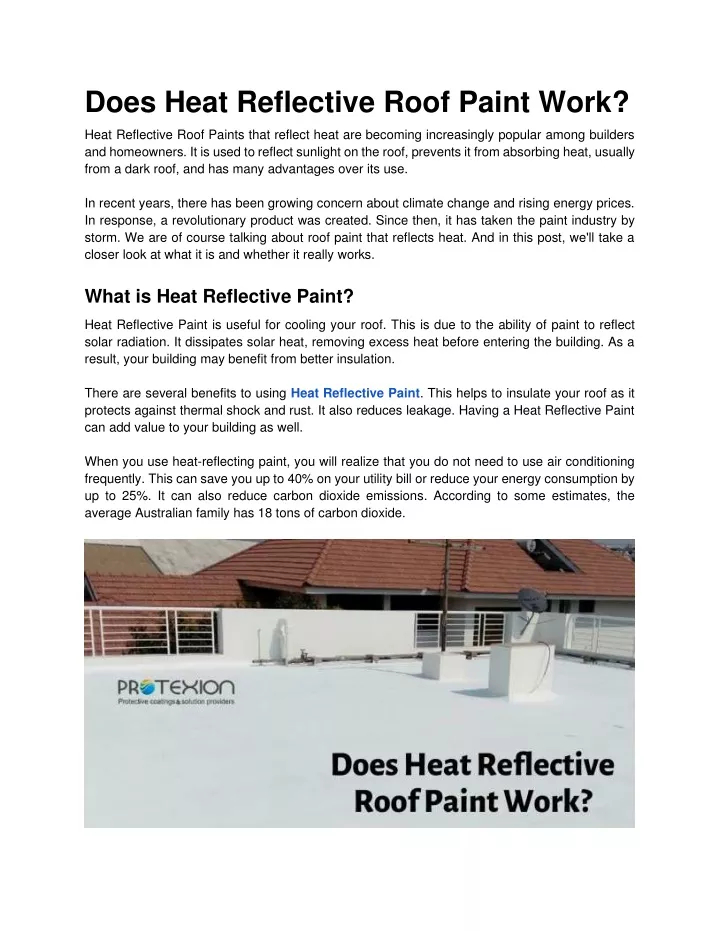 Ppt Does Heat Reflective Roof Paint Work Powerpoint Presentation