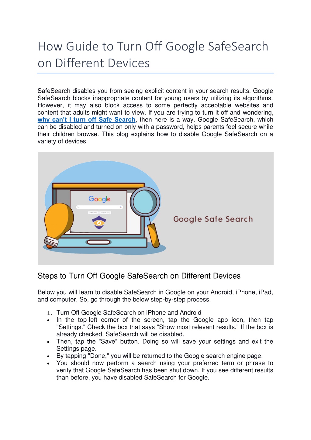 How Guide To Turn Off Google Safesearch