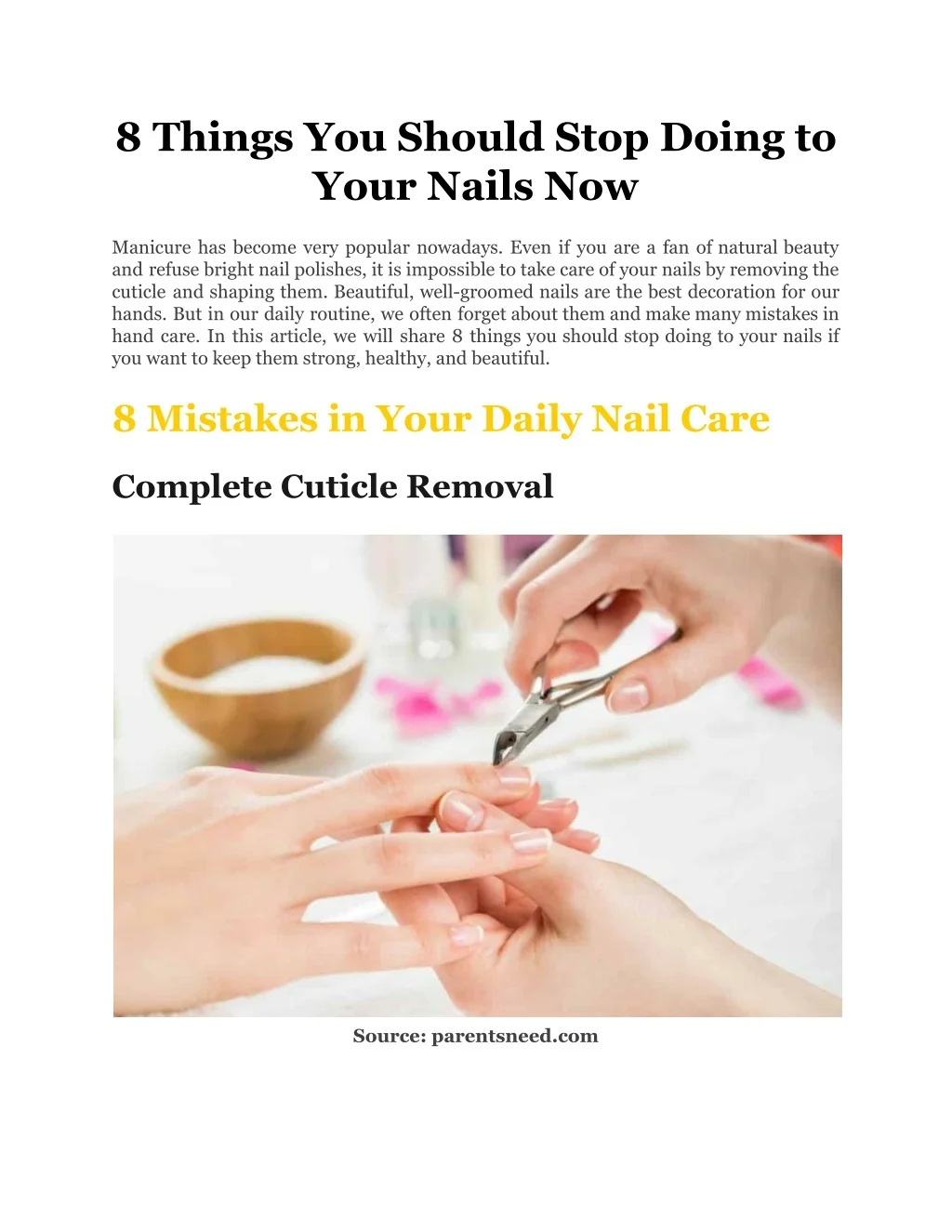 PPT 8 Things You Should Stop Doing to Your Nails Now PowerPoint