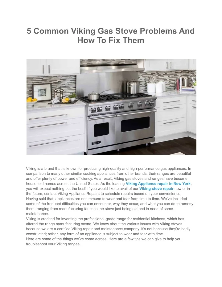 PPT 5 Common Viking Gas Stove Problems And How To Fix Them PowerPoint