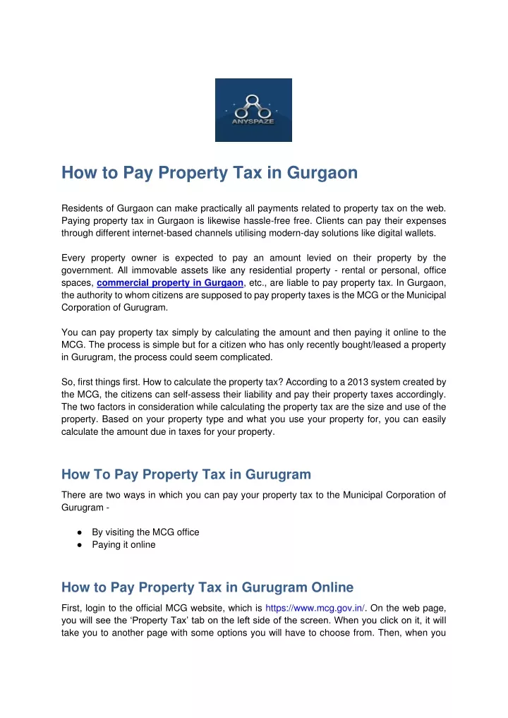 PPT How To Pay Property Tax In Gurgaon PowerPoint Presentation Free 