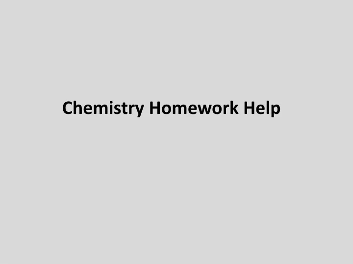 chemistry homework help online free