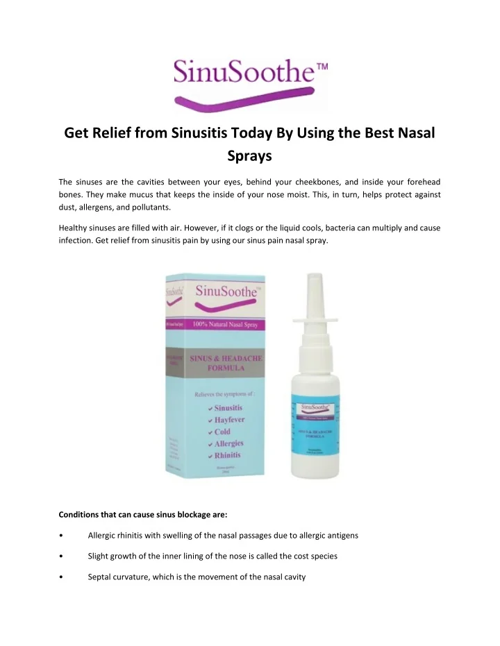 PPT Get Relief from Sinusitis Today By Using the Best Nasal Sprays