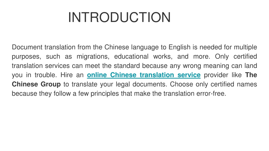 Chinese To English Document Translation