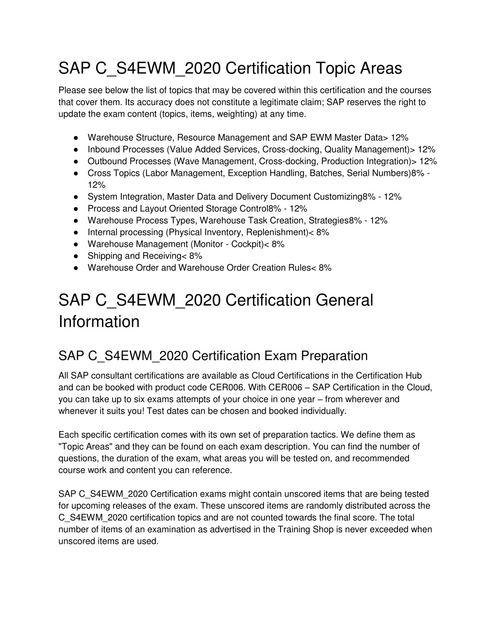 C-S4EWM-2020 Flexible Testing Engine