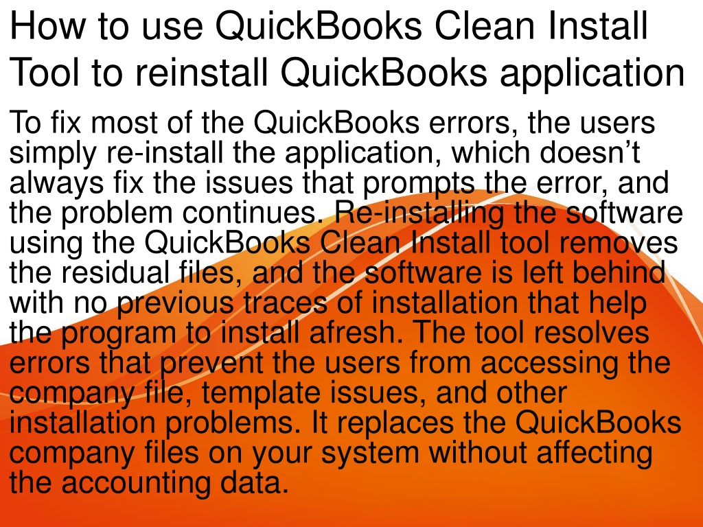 PPT How to use QuickBooks Clean Install Tool to reinstall QuickBooks