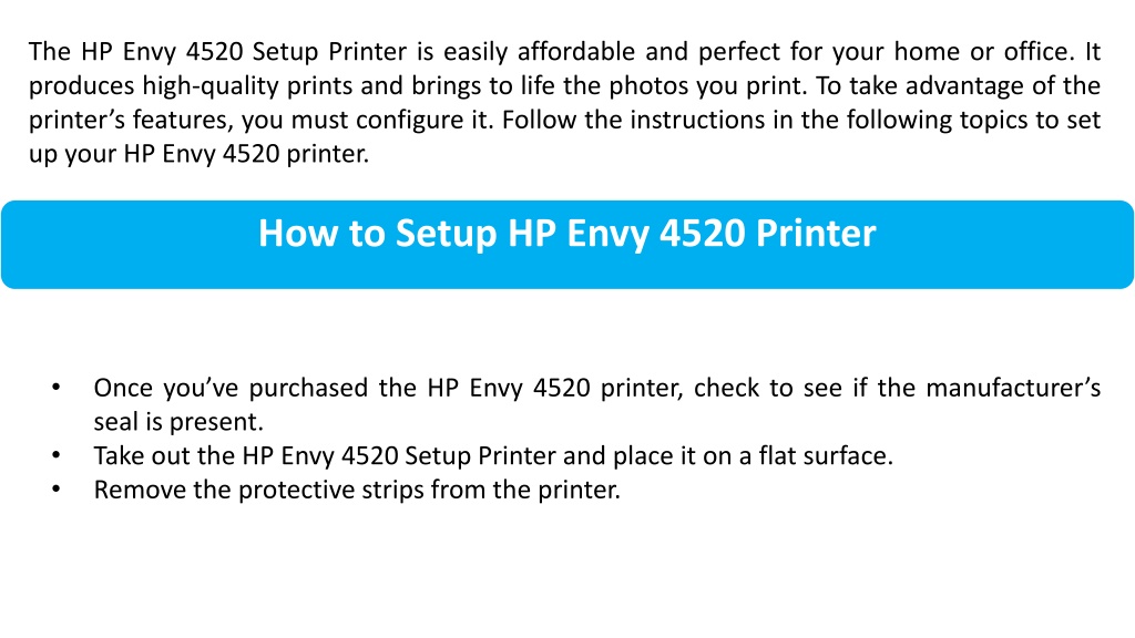Ppt Hp Envy 4520 Setup And Install How To Wireless Printer Setup Powerpoint Presentation Id 6603