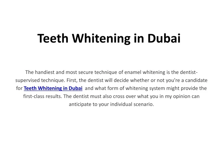 PPT teeth whitening in dubai PowerPoint Presentation, free download