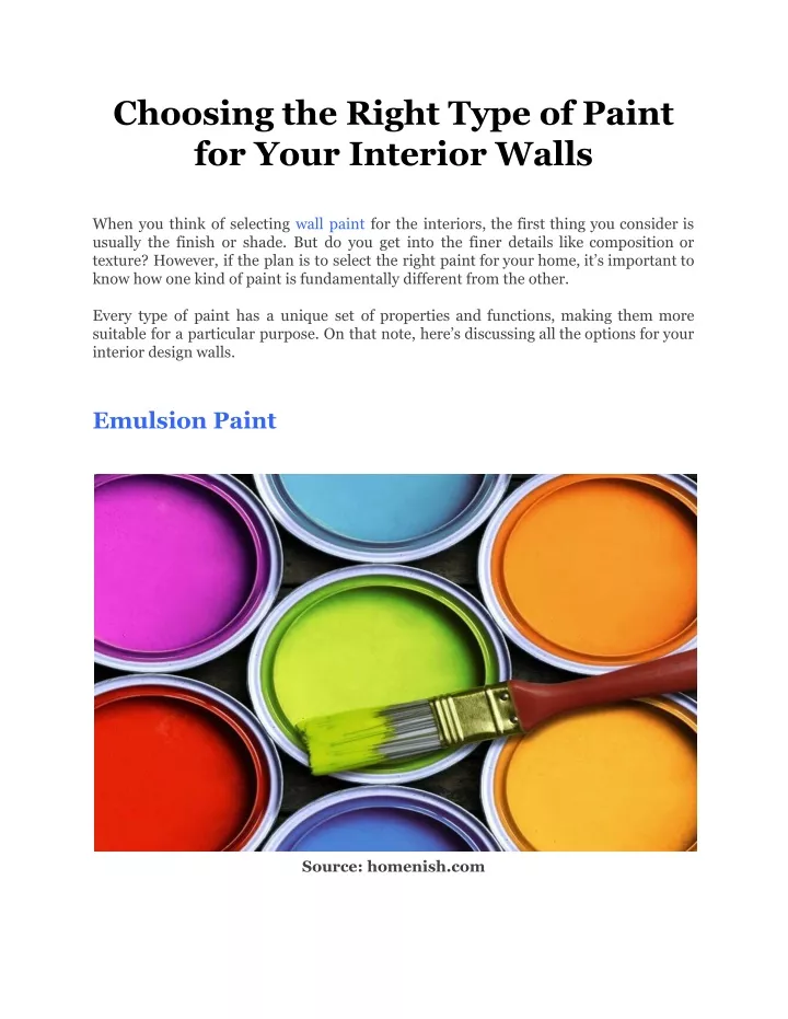 PPT Choosing the Right Type of Paint for Your Interior Walls