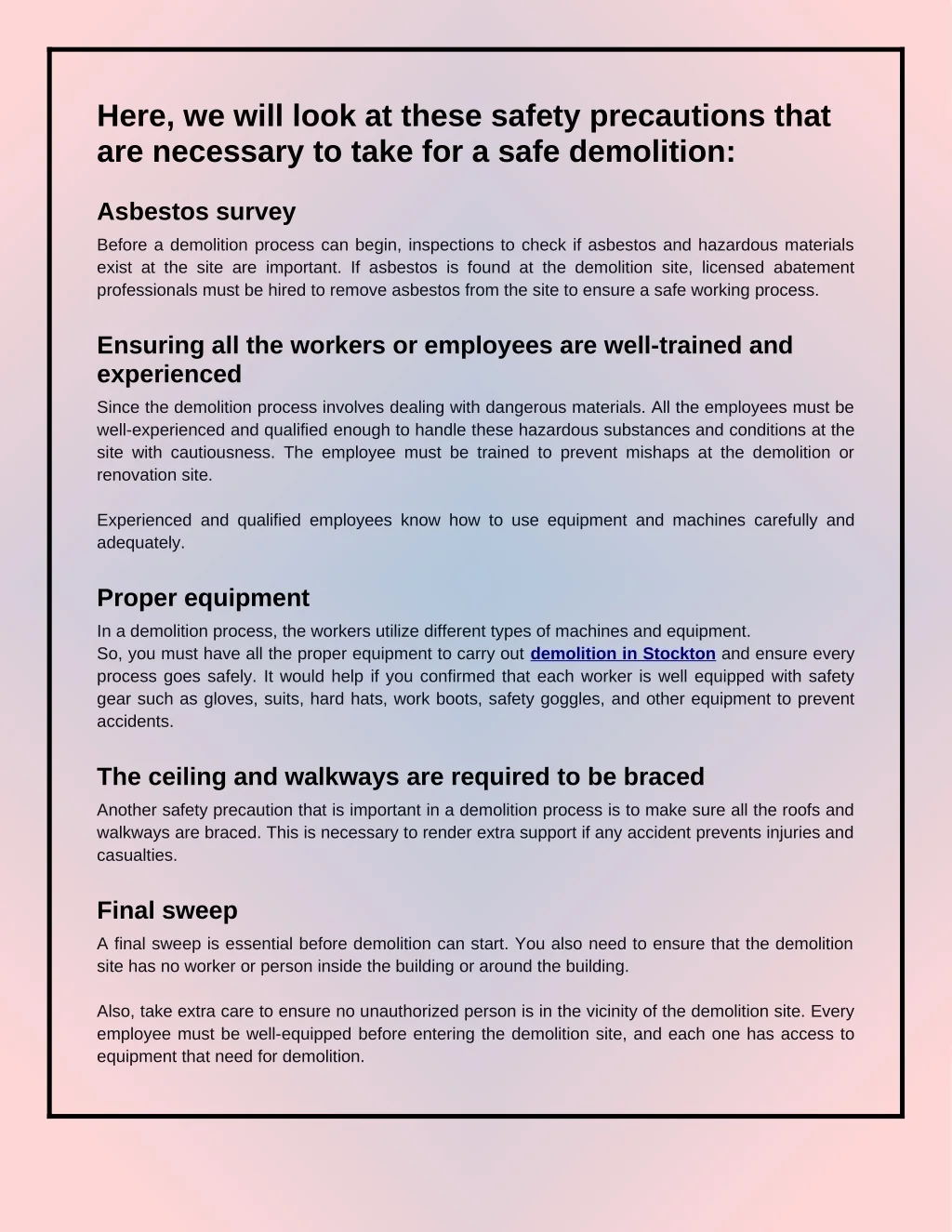 PPT - Safety Precautions in Demolition Work PowerPoint Presentation ...