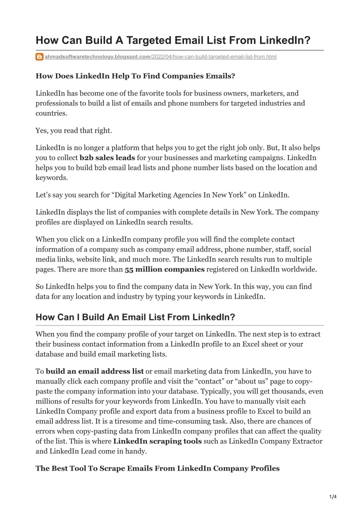 PPT How Can Build A Targeted Email List From LinkedIn PowerPoint