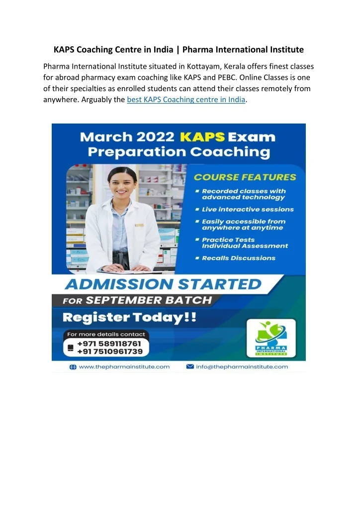 PPT KAPS Coaching Centre in India PowerPoint Presentation, free