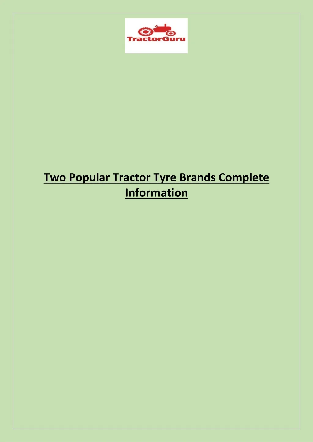 PPT Two Popular Tractor Tyre Brands Complete Information PowerPoint