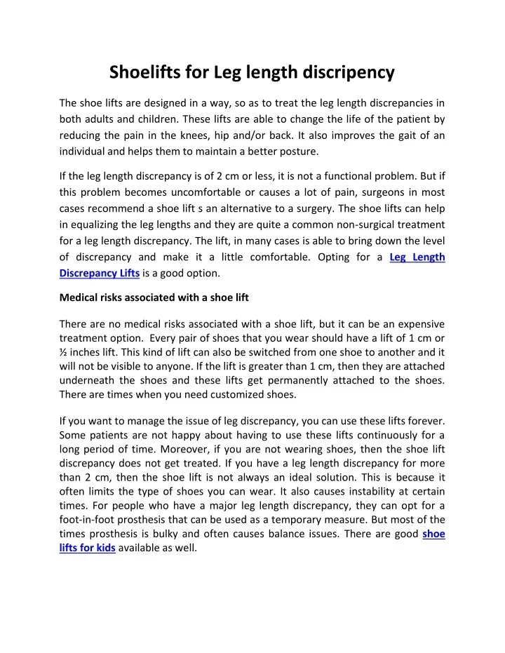 PPT - Shoelifts for Leg length discripency PowerPoint Presentation ...