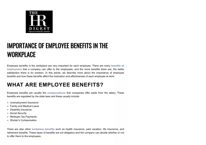 Importance Of Employee Benefits In The Workplace