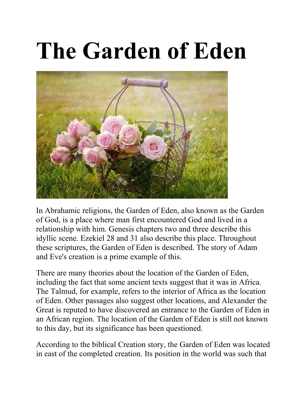 Garden Of Eden Powerpoint Presentation