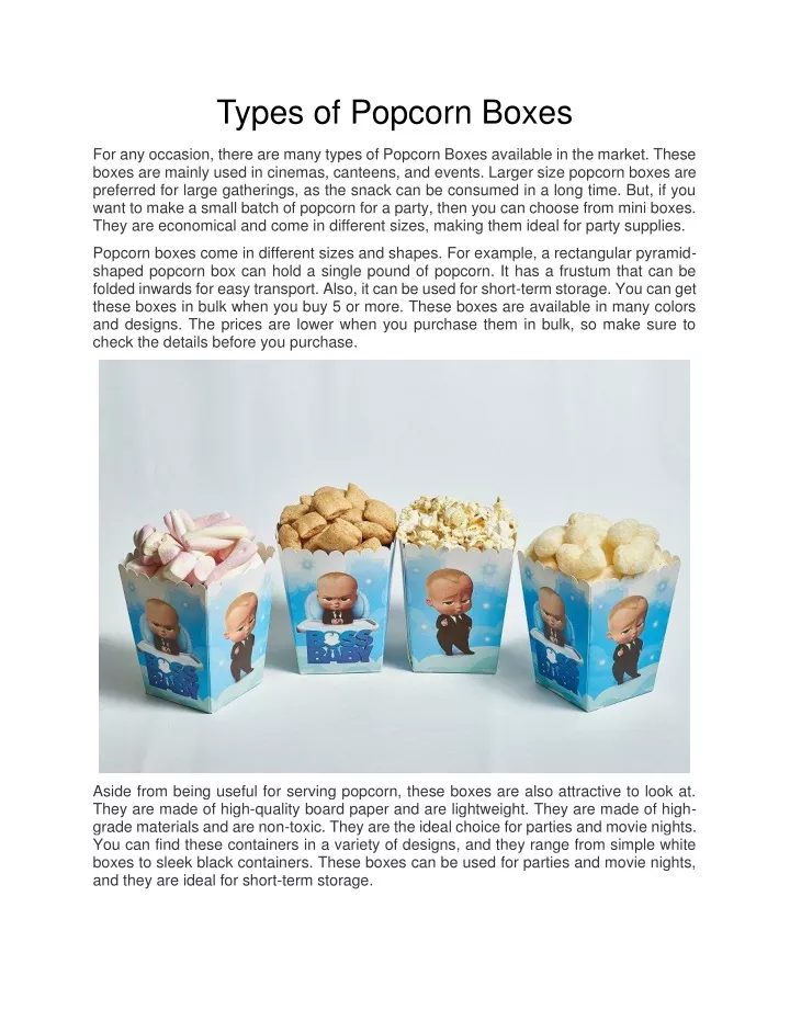 PPT Types of Popcorn Boxes PowerPoint Presentation, free download