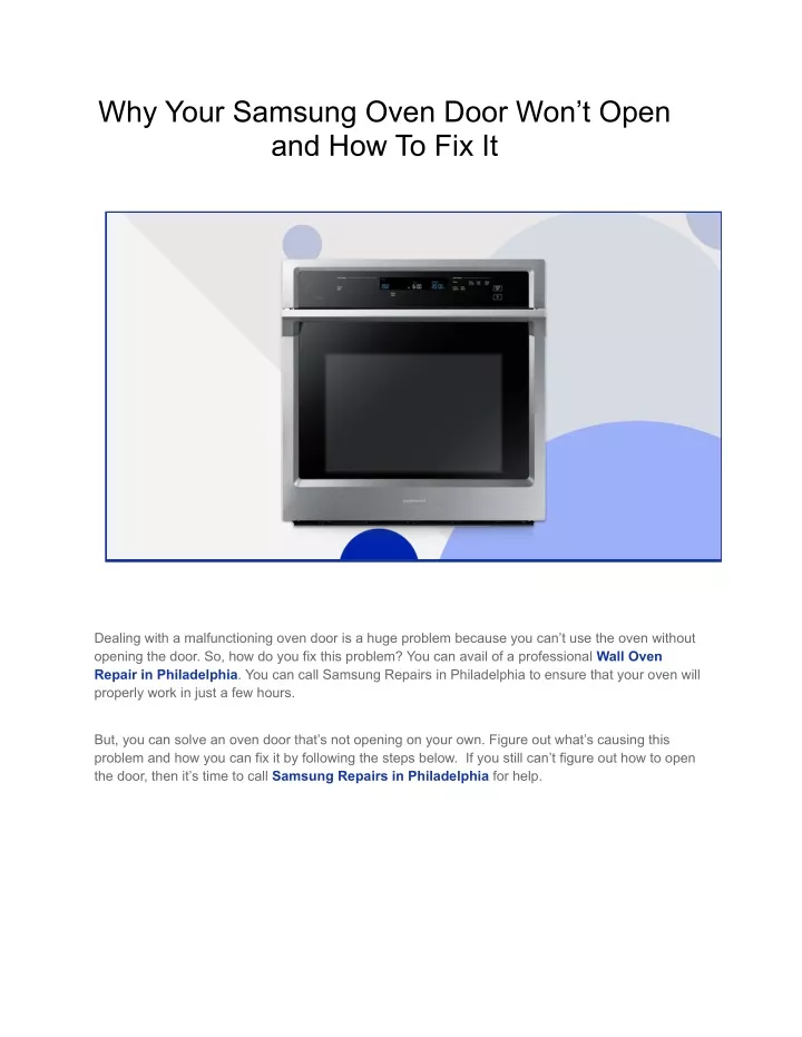 PPT Why Your Samsung Oven Door Won’t Open and How To Fix It