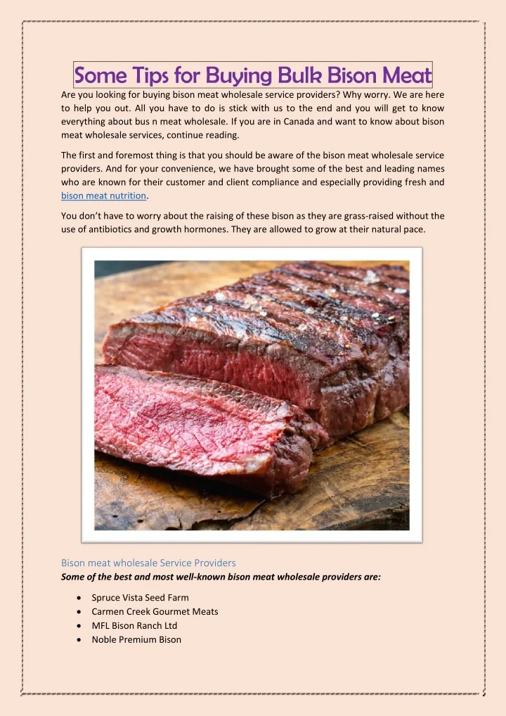 PPT Some Tips for Buying Bulk Bison Meat PowerPoint Presentation
