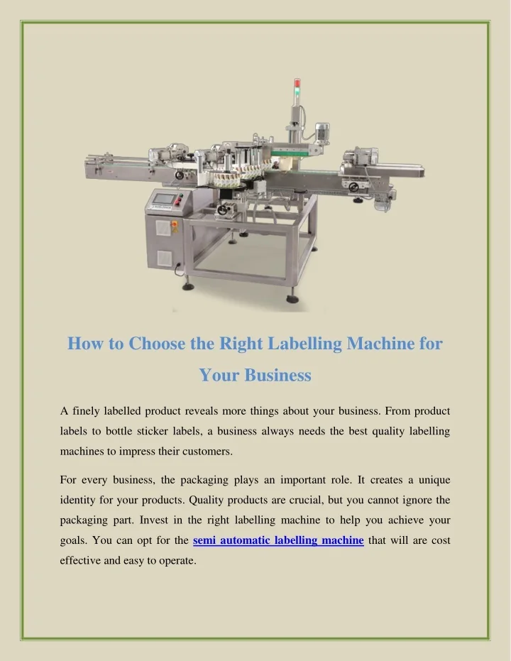 PPT - How to Choose the Right Labelling Machine for Your Business ...