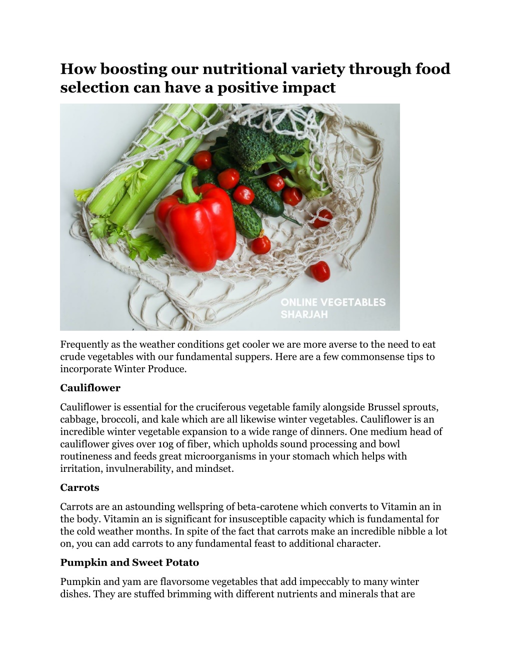 PPT - How boosting our nutritional variety through food selection can ...