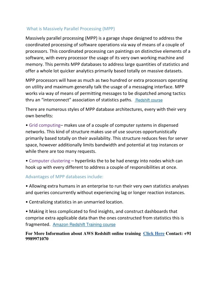 PPT - Massively Parallel Processing - Visualpath PowerPoint ...