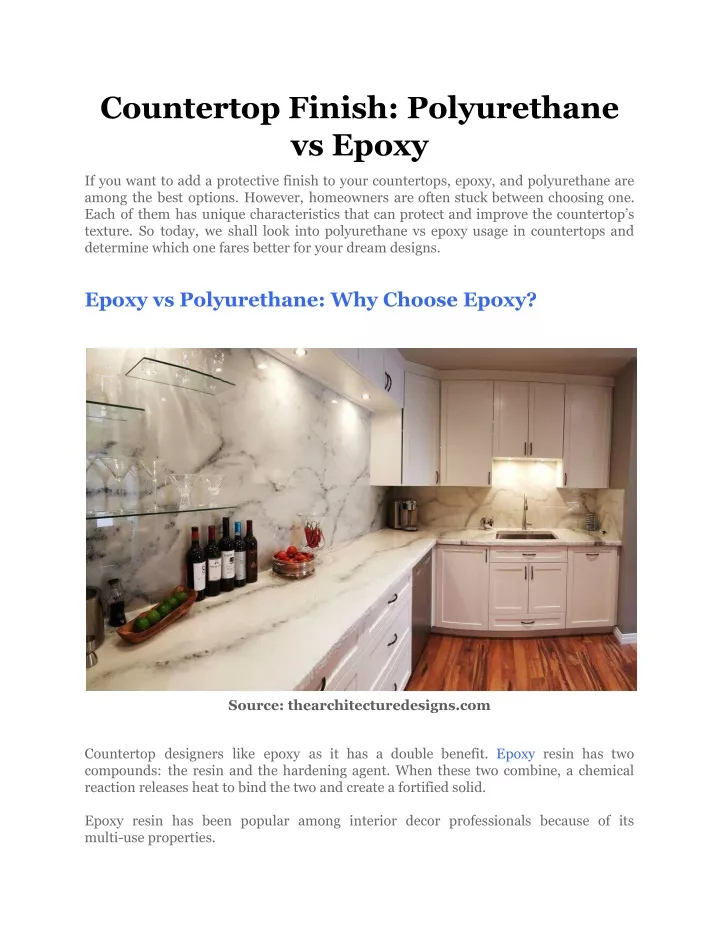 Ppt Countertop Finish Polyurethane Vs Epoxy Powerpoint Presentation Id