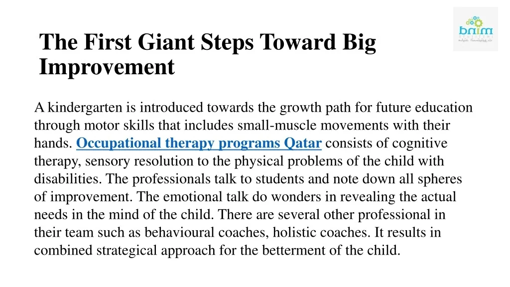 PPT - The First Giant Steps Toward Big Improvement PowerPoint ...