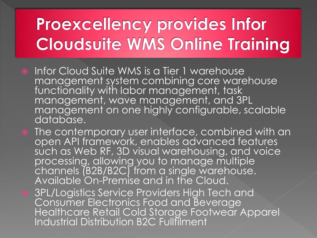 PPT - Proexcellency Provides Infor Cloudsuite WMS Online Training ...