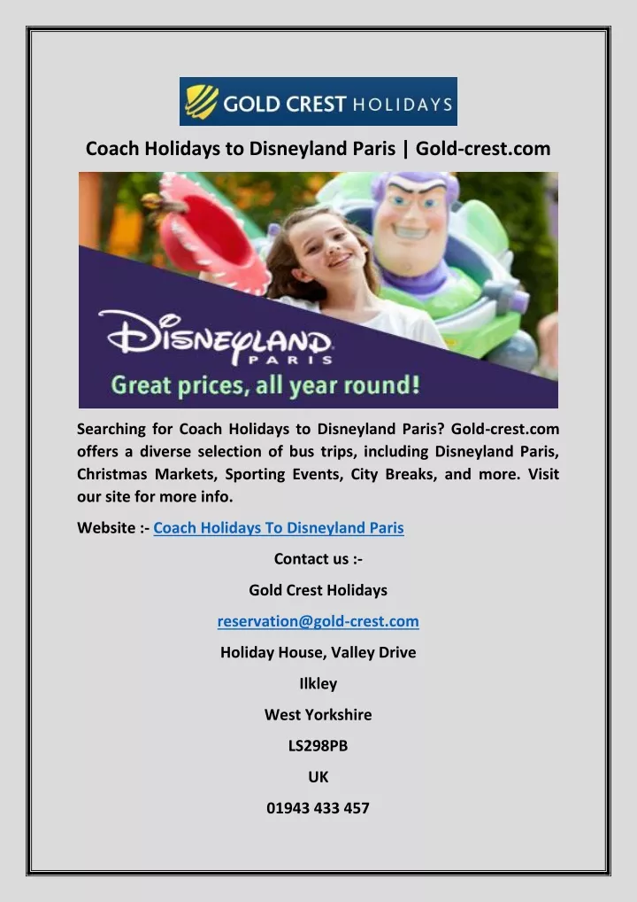 PPT Coach Holidays to Disneyland Paris PowerPoint