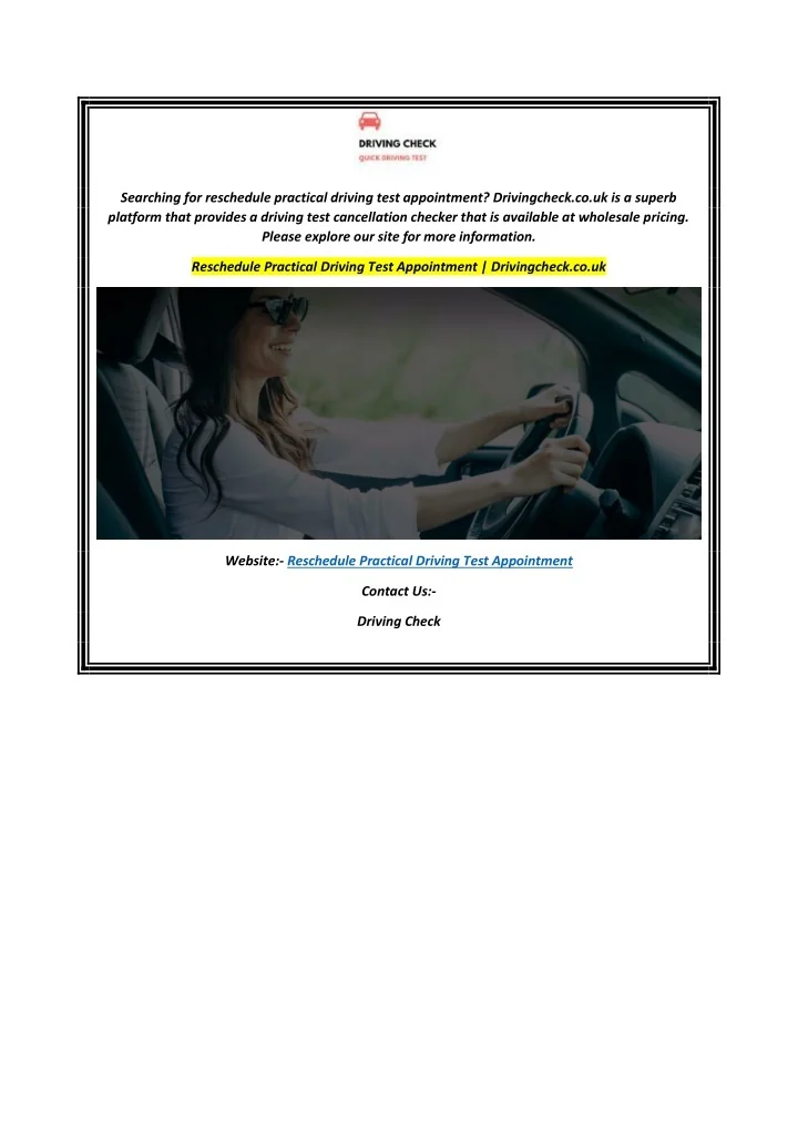 PPT Reschedule Practical Driving Test Appointment Drivingcheck.co.uk