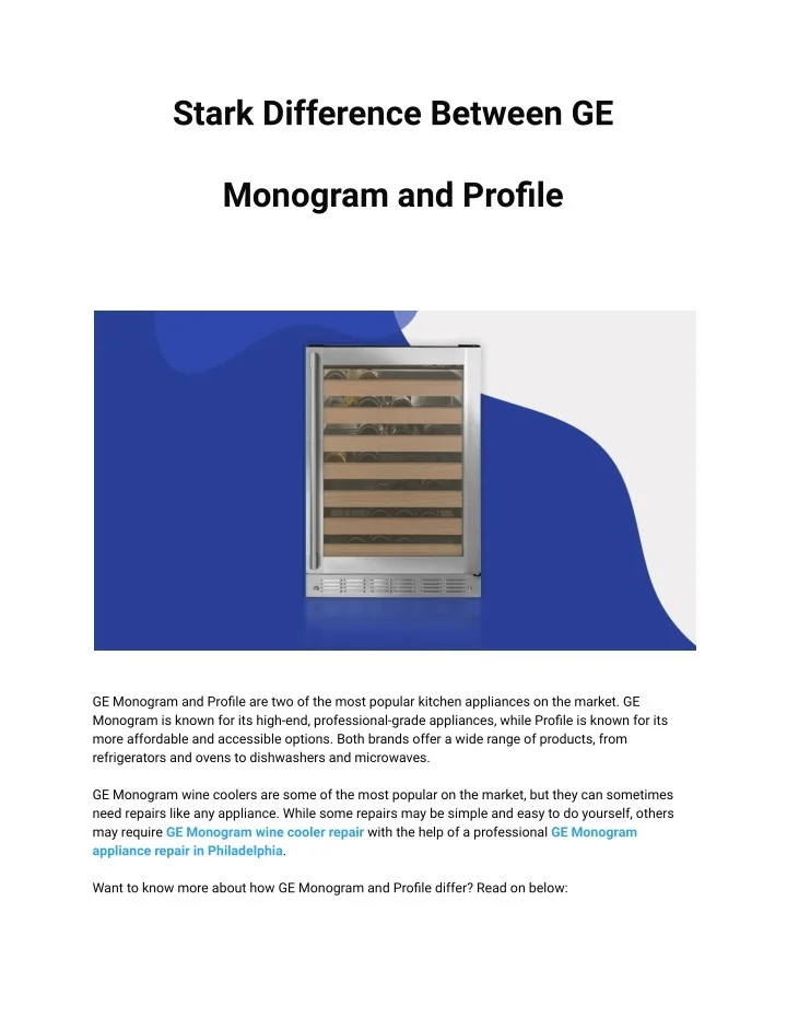 PPT Stark Difference Between GE Monogram and Profile PowerPoint