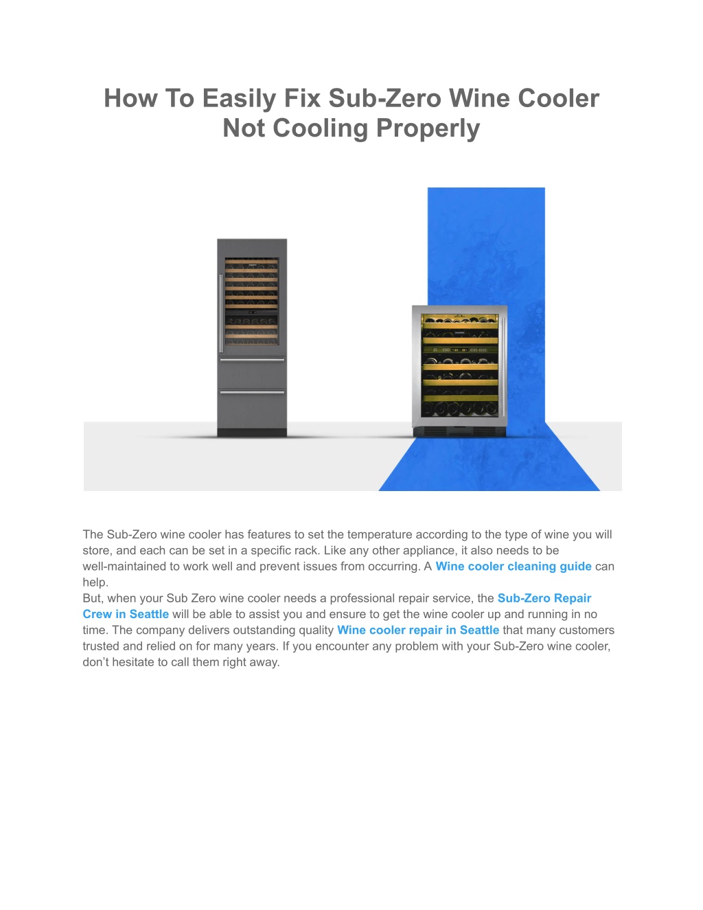 PPT How To Easily Fix SubZero Wine Cooler Not Cooling Properly