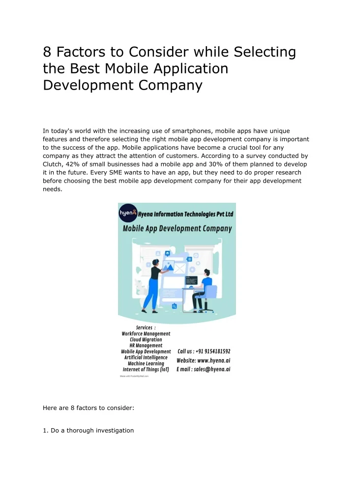 PPT - 8 Factors to Consider while Selecting the Best Mobile Application ...