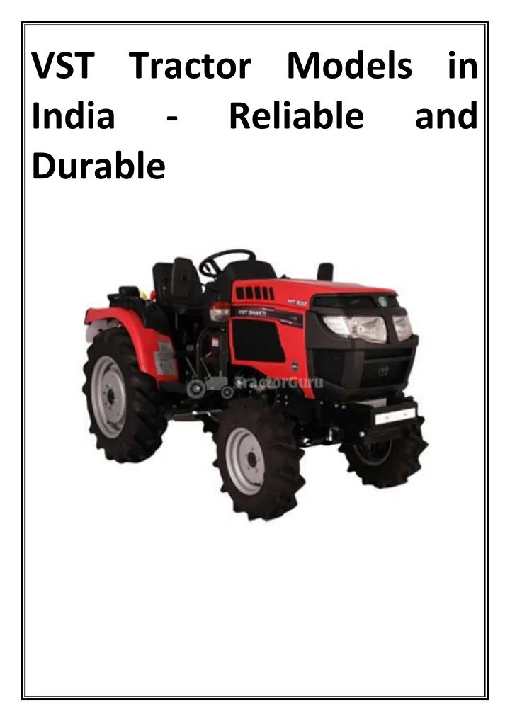 PPT VST Tractor Models in India PowerPoint Presentation, free