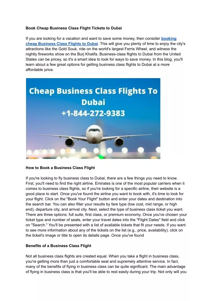 Ppt Book Cheap Business Class Flight Tickets To Dubai Powerpoint